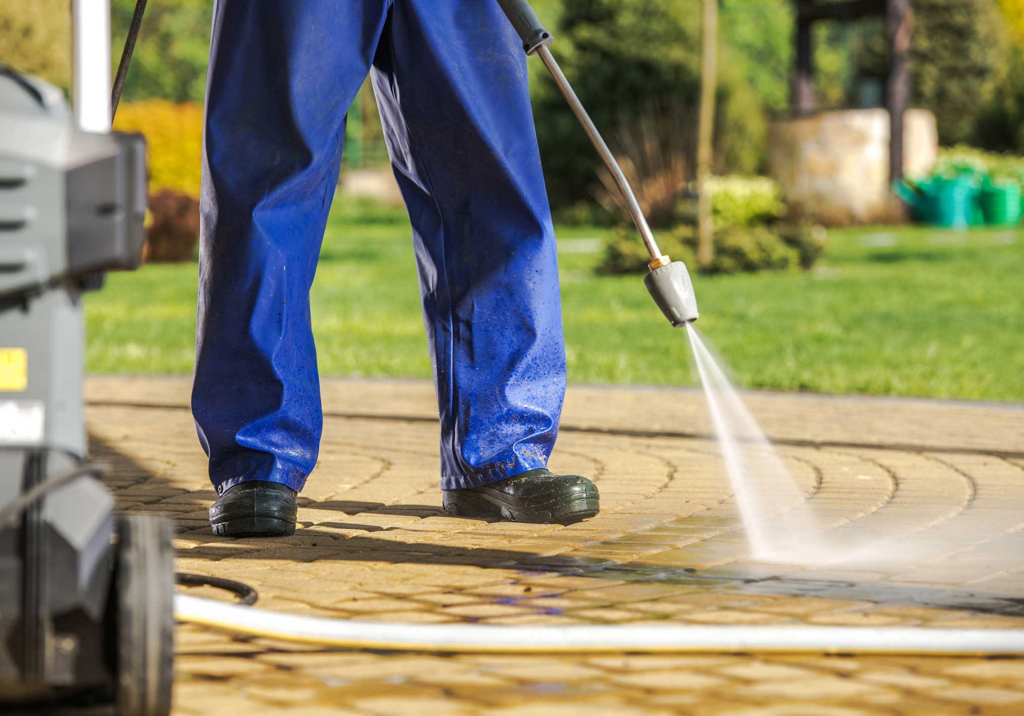 Pressure washing driveway